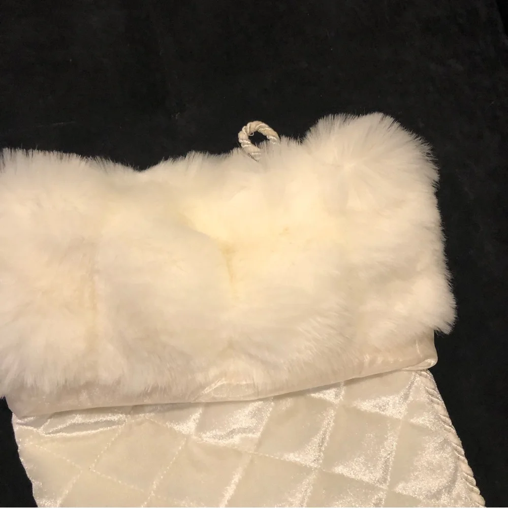 Large White Quilted Christmas Stocking